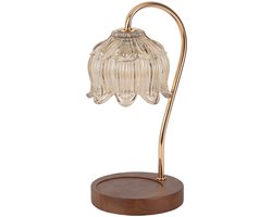 Verwarmingslamp met kaarslicht - Candle Warmer - Tafellamp - Vlamloze aromatherapie kaarssmeltlamp - Vintage - Dimbaar en met timer - Champagne goud - Smeedijzer