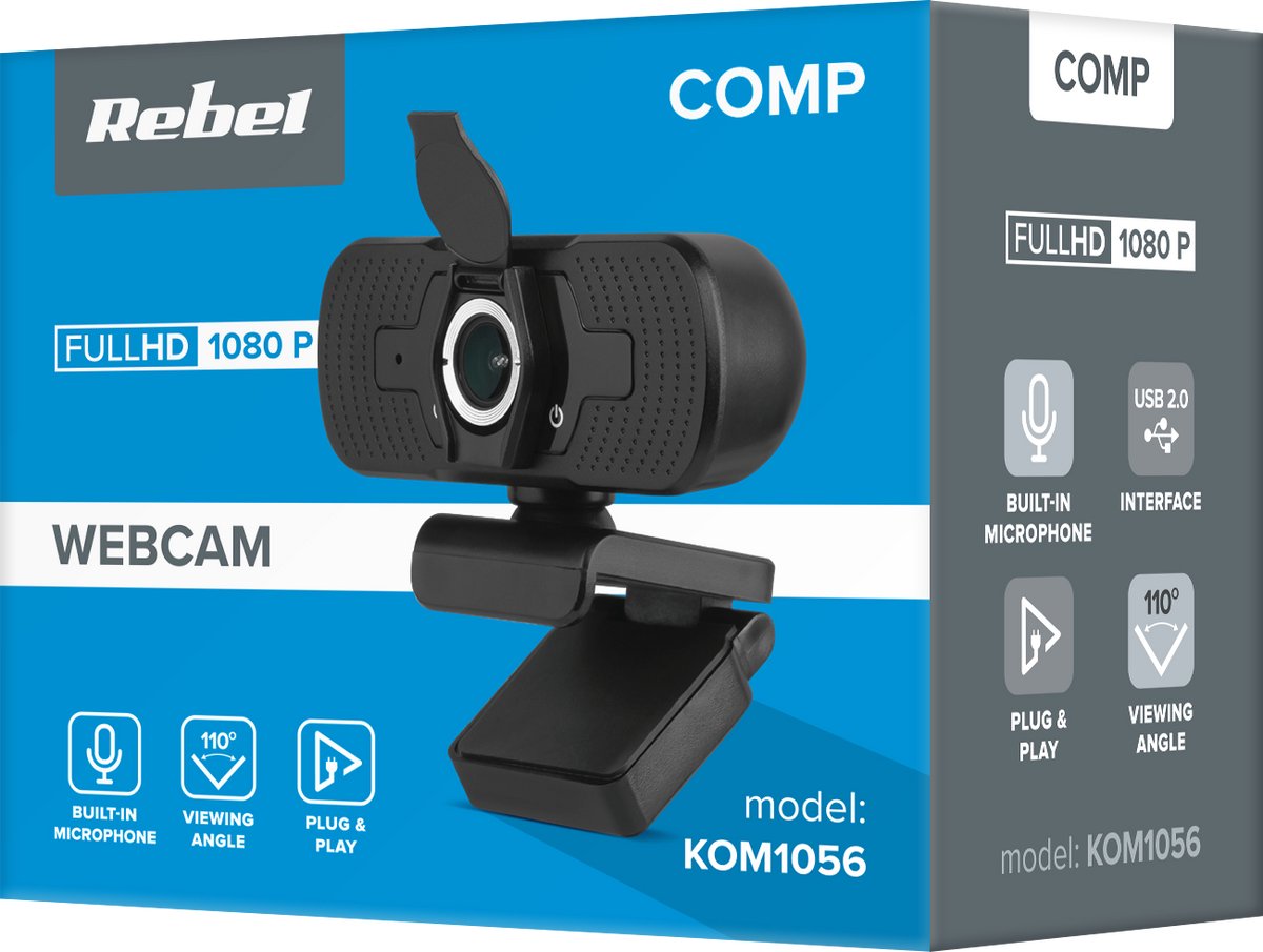 Rebel - Internetcamera - Full HD 1080p - CMOS Sensor - USB Microfoon thumbnail 6