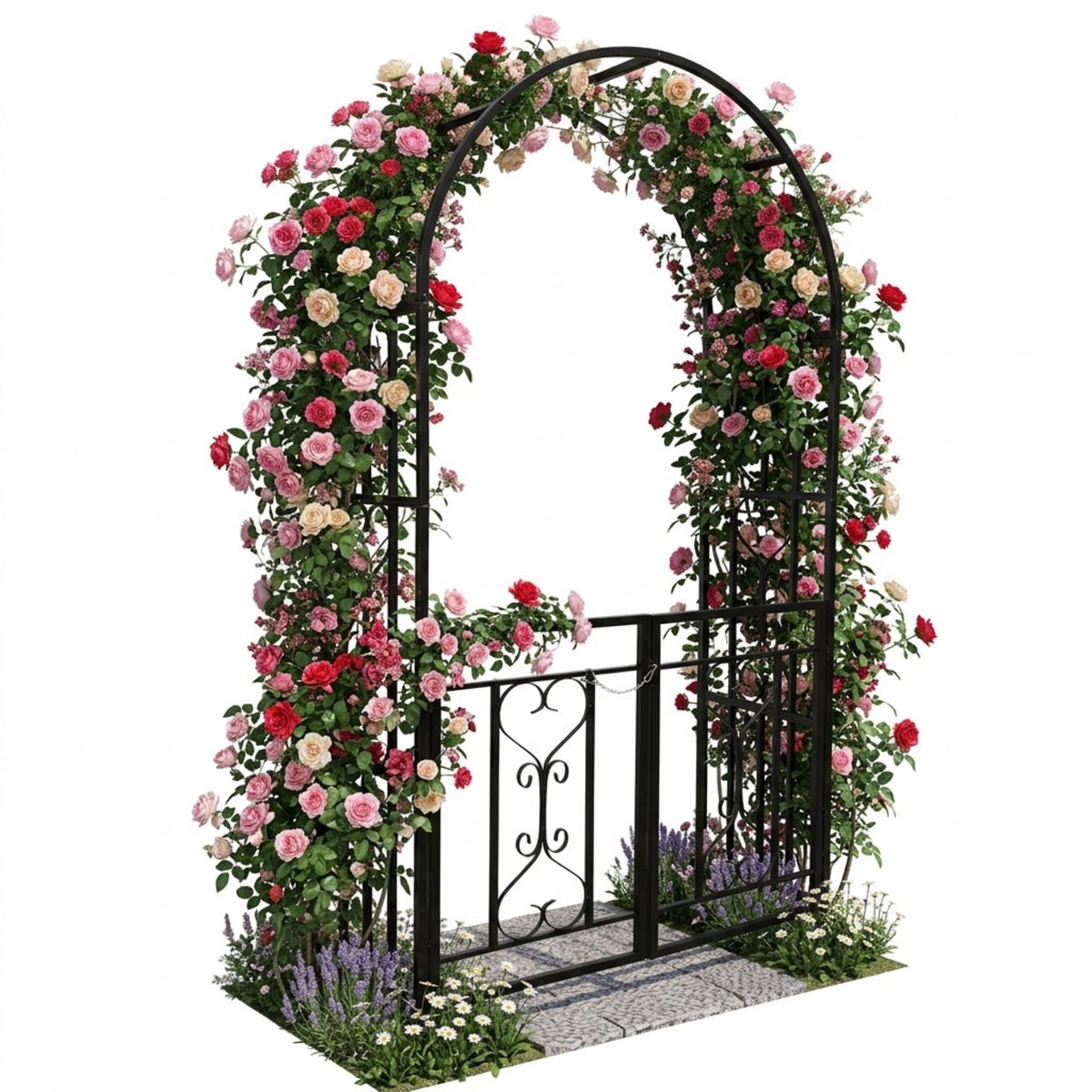 rozenboog - zwart - 114x206x50 cm - metaal - voor rozen