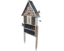 Insectenhotel - naturel - zilver - 50x119x12 cm - met ophangmogelijkheid - met meerdere compartimenten