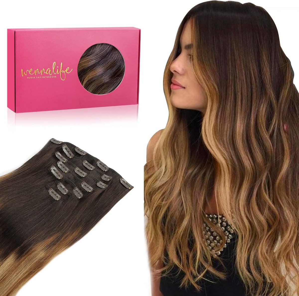 Clip-In Haarverlenging van Echt Haar 40 cm - 7 Delig Volume Set