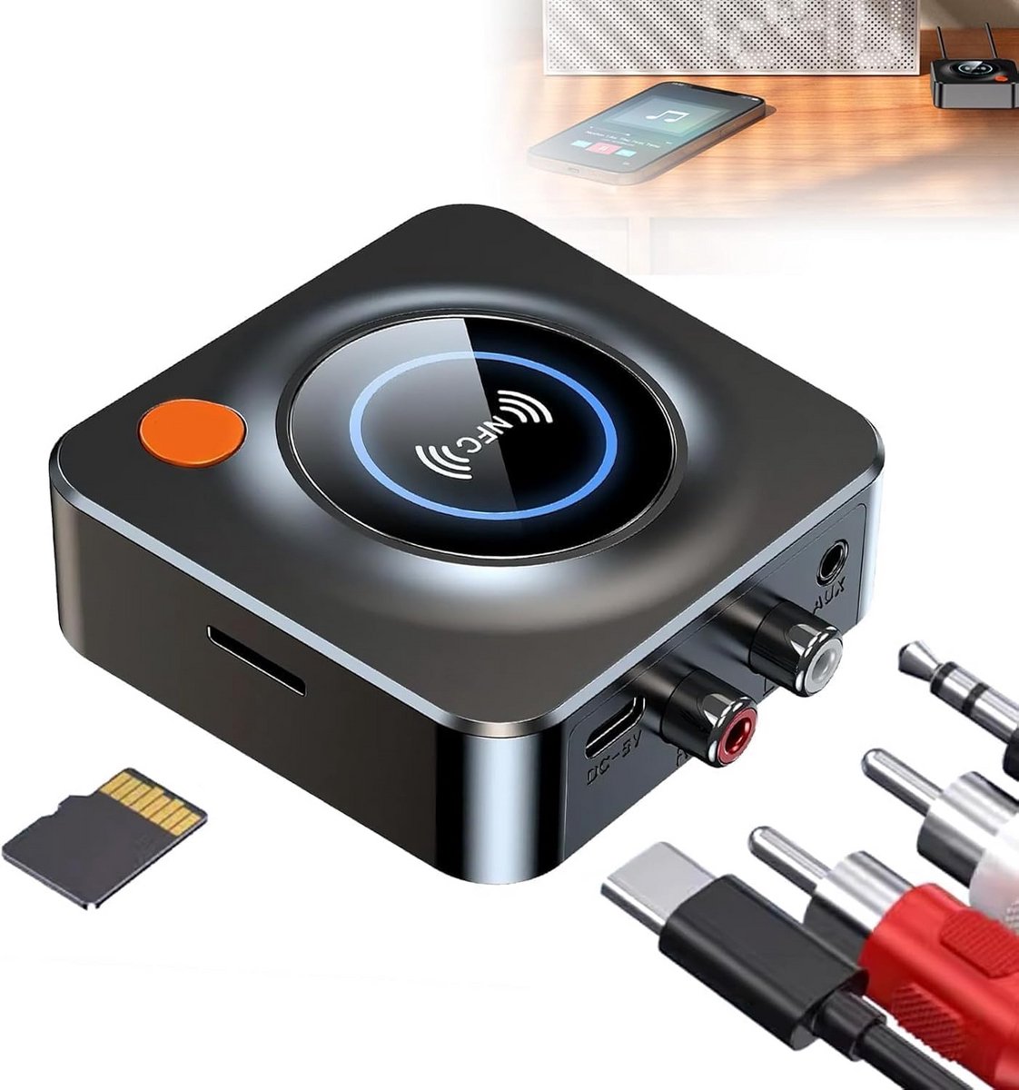 Bluetooth 5.1 Audio Ontvanger met NFC en 3,5 mm Jack voor Hifi Geluid