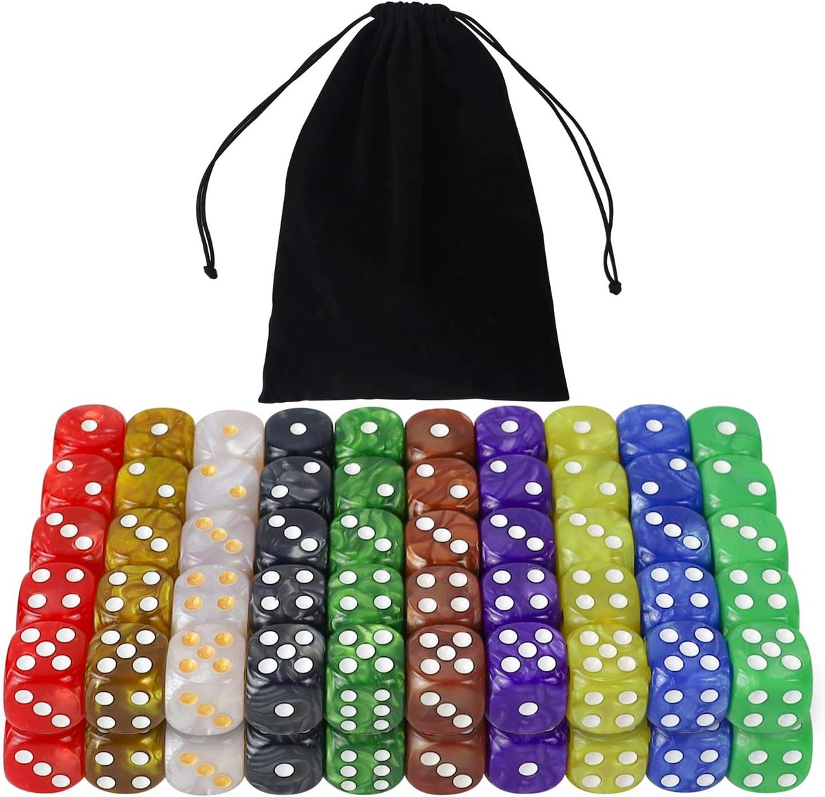 100 Stuks 6-zijdige Dobbelstenen (16mm) in 10 Kleuren - Ideaal voor Bordspellen en Wiskunde