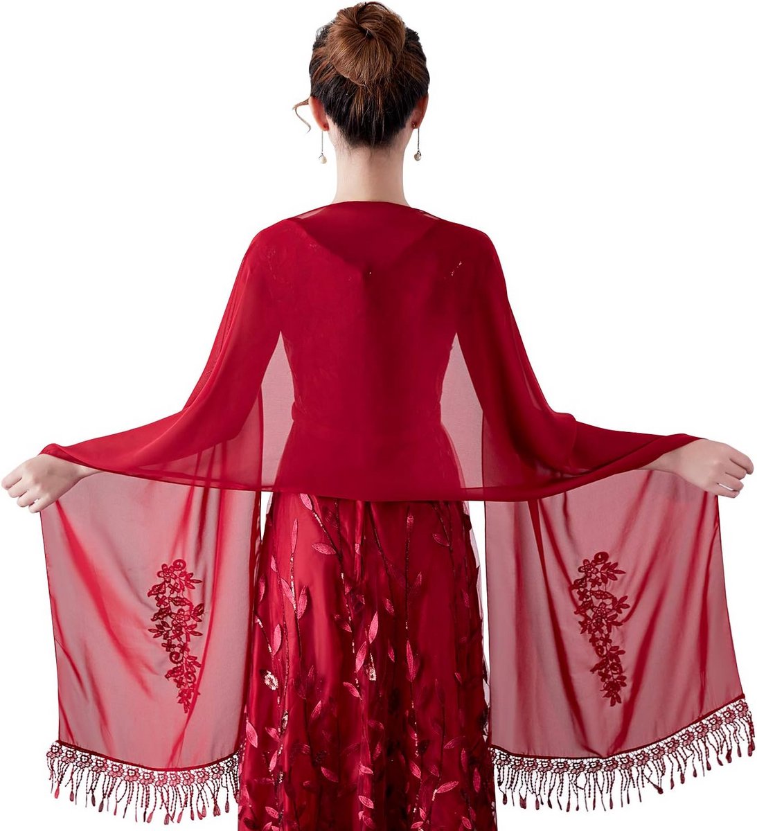 Elegante Chiffon Sjaal Dames – Bruiloft Stola voor Bruid en Feestelijke Gelegenheden