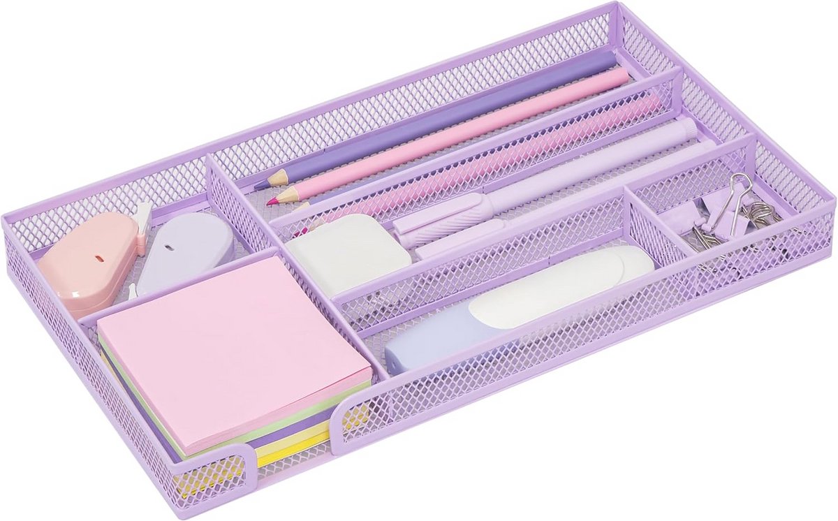 Organizer Met 9 Vakken voor Bureau of Make-up - Stapelbare Metalen Lade-inzet