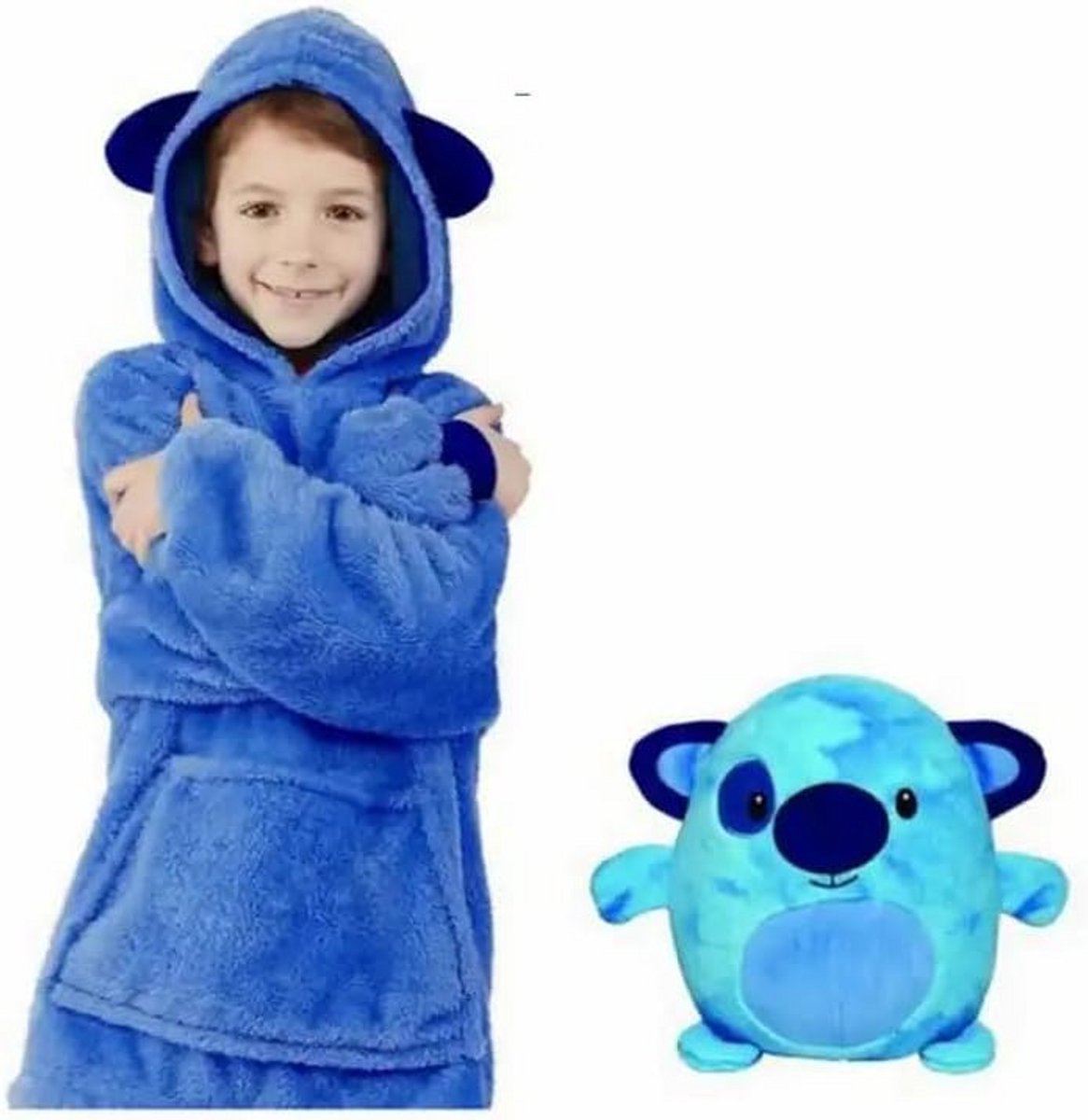 Grote Comfortabele Hooded Deken met Mouwen en Zakken voor Kinderen