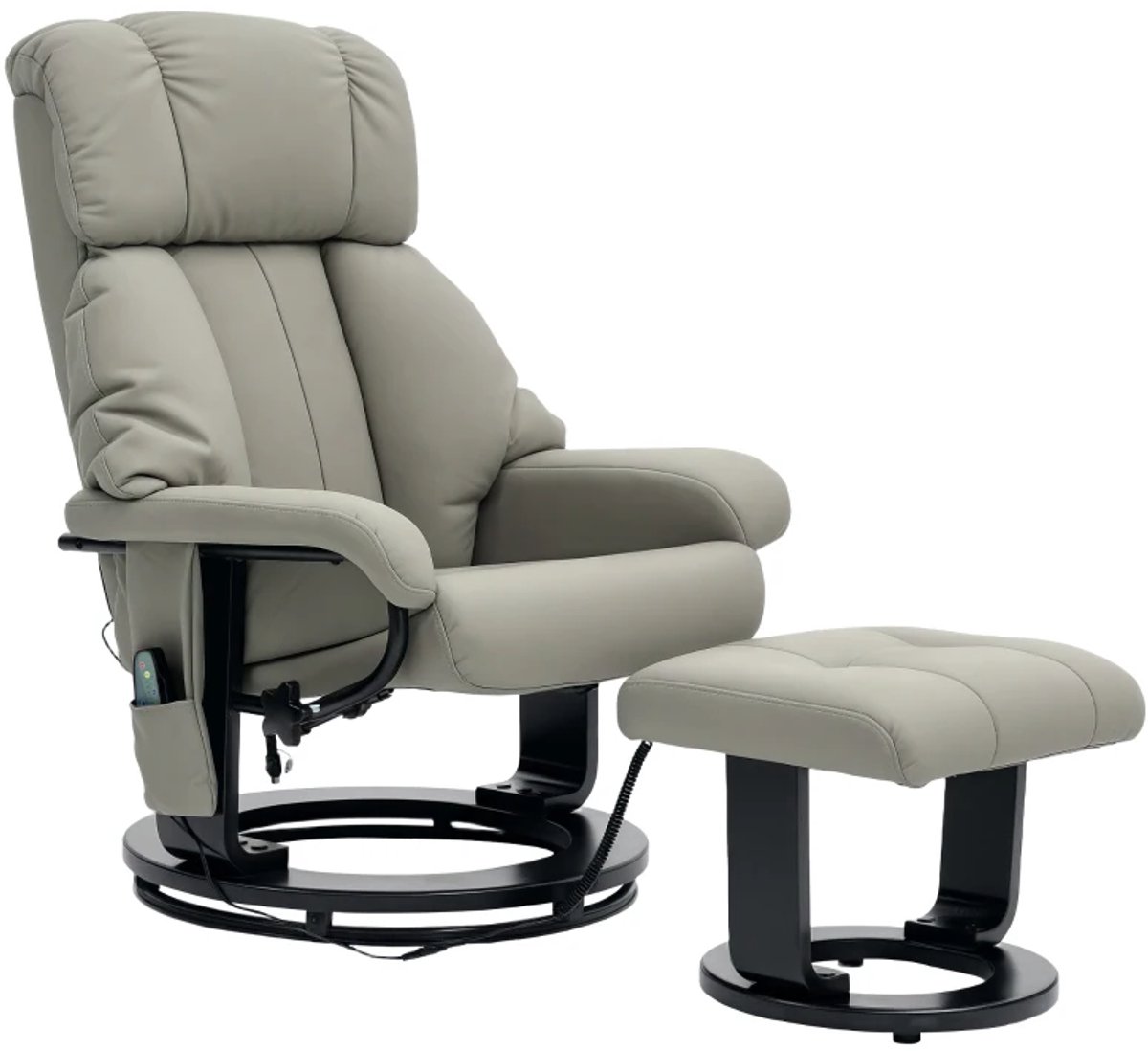 ZYLARO Massagestoel met Voetenbank - Relaxfauteuil - 10 Massagepunten - 360° Draaibaar - Kantelbaar tot 145° - met Afstandsbediening - Verstelbare Rugleuning - tot 150 kg - Relaxstoel - TV Stoel - Loungestoel - Kunstleer - Grijs