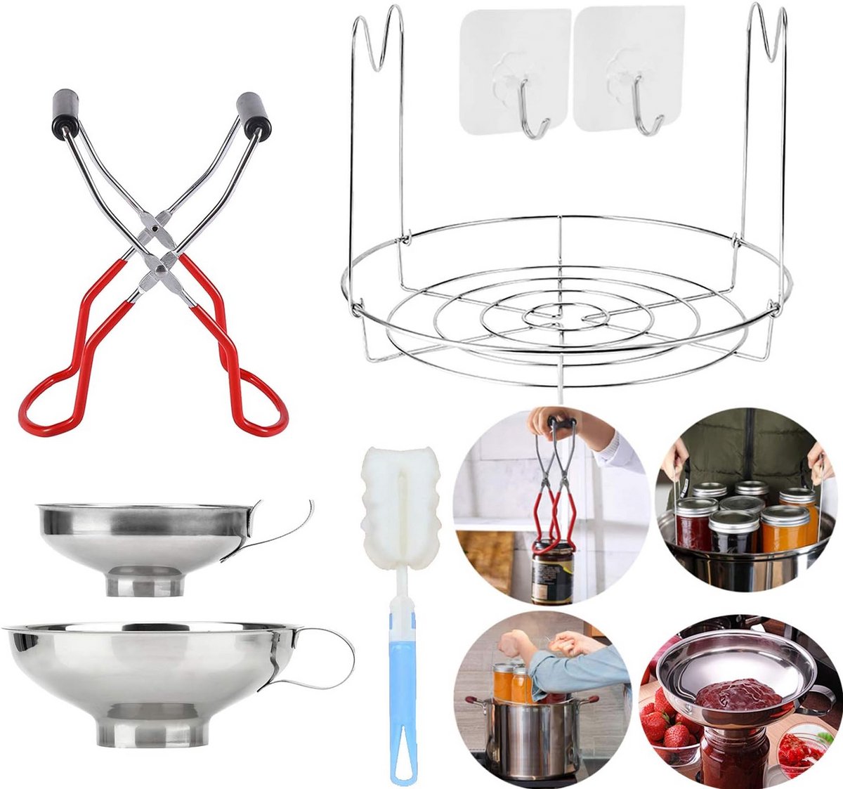 Essentiële Inmaakset met Kroonrooster, Pottenlifter en Trechter - Perfect voor Weckpotten