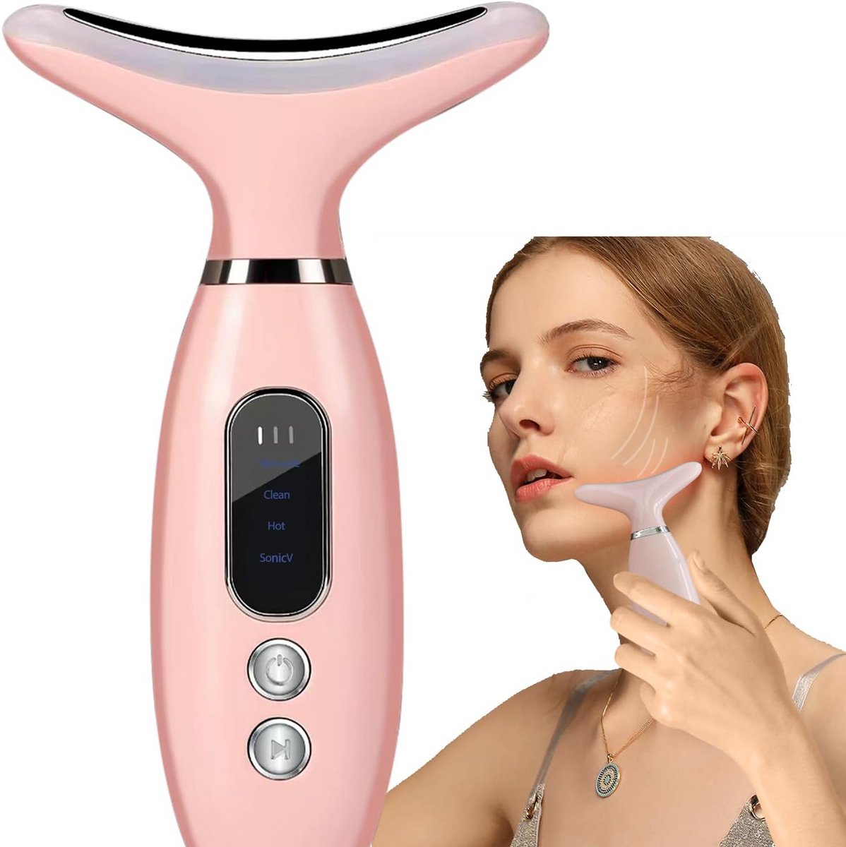 Elektrisch Gezichtsmassageapparaat met Warmte & 4 Modi - Anti-Rimpel & Huidversteviging