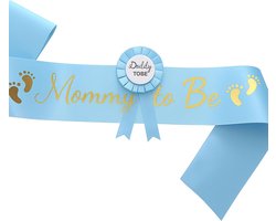 Babyshower Sjerp en Badge Set voor Mommy to Be en Daddy to Be - Blauw