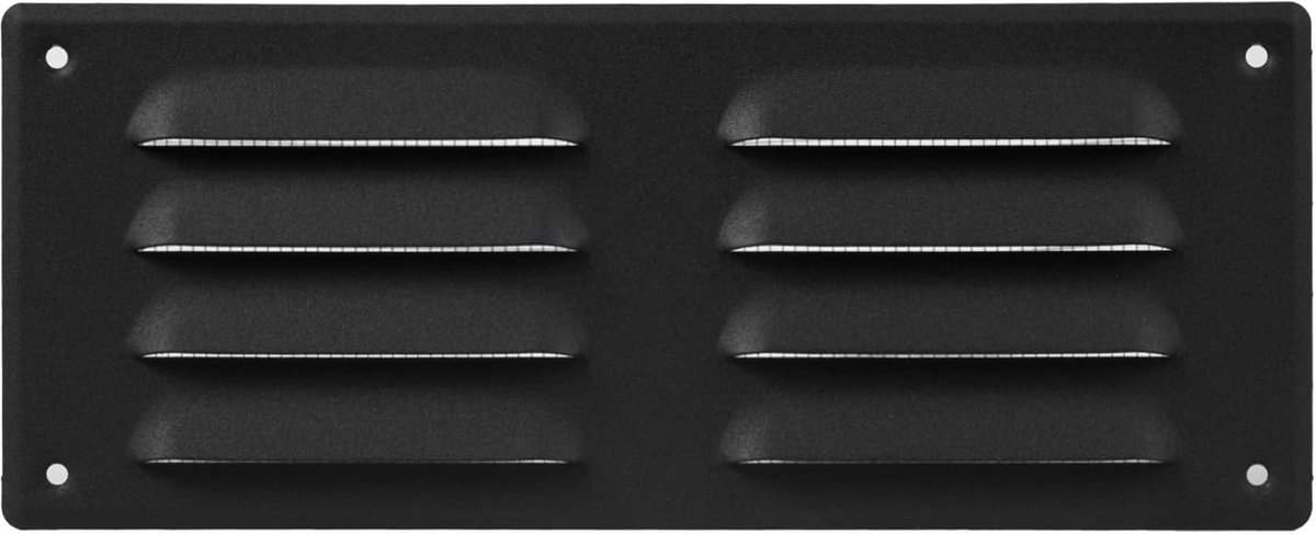 Ventilatierooster Antraciet 26x10.5 cm met Insectenhor - Ontluchting Binnen en Buiten