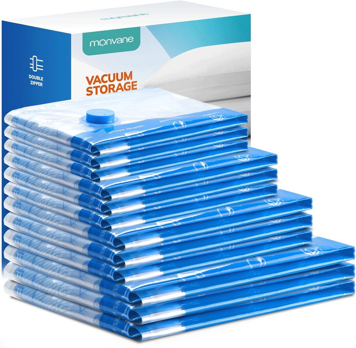 Vacuümzakken Set (12 Stuks) voor Kleding en Beddengoed - Verschillende Maten
