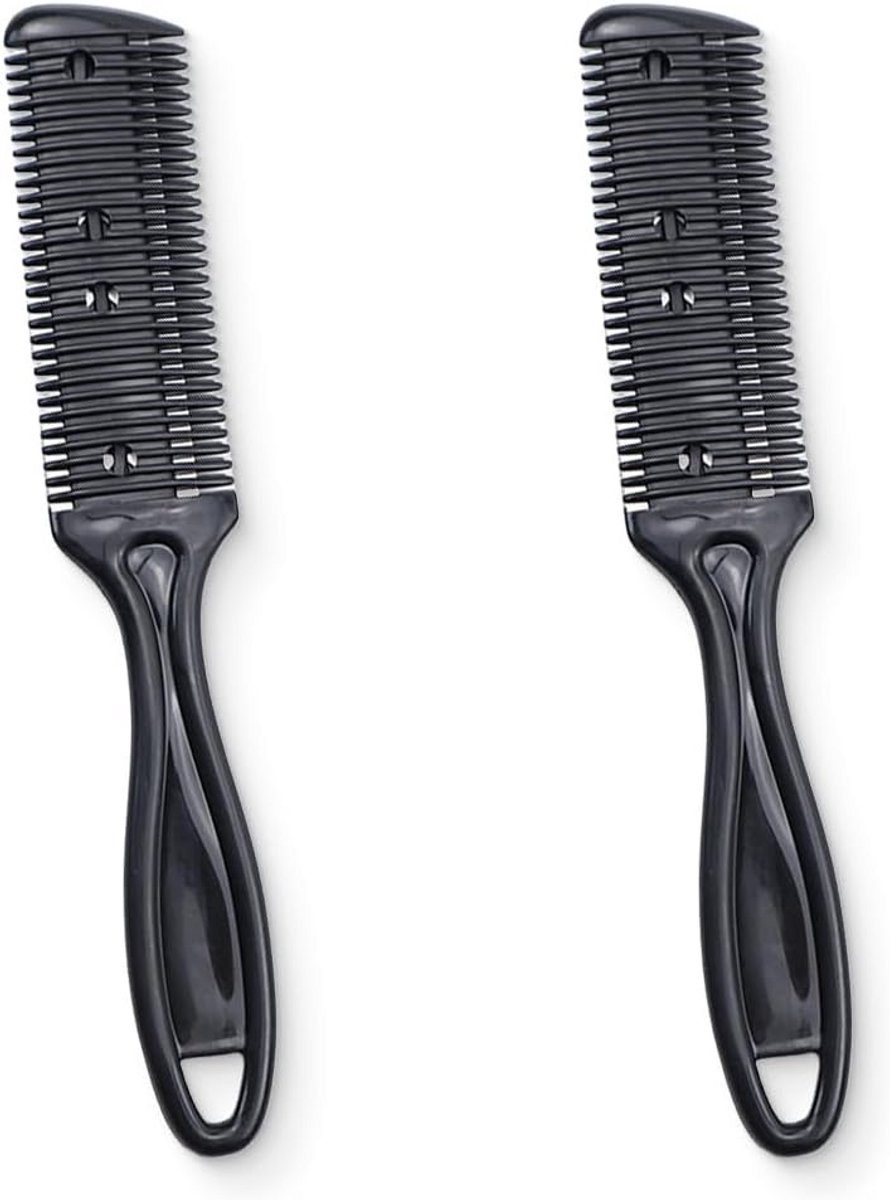 2x Dubbelzijdige Tondeusekam voor Uitdunnen en Knippen van Haar