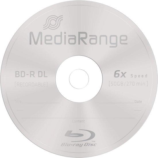 BD-R Dual Layer 50GB Blu-ray Disc Opname Media - 25 Stuks Cake Box — afbeelding 4