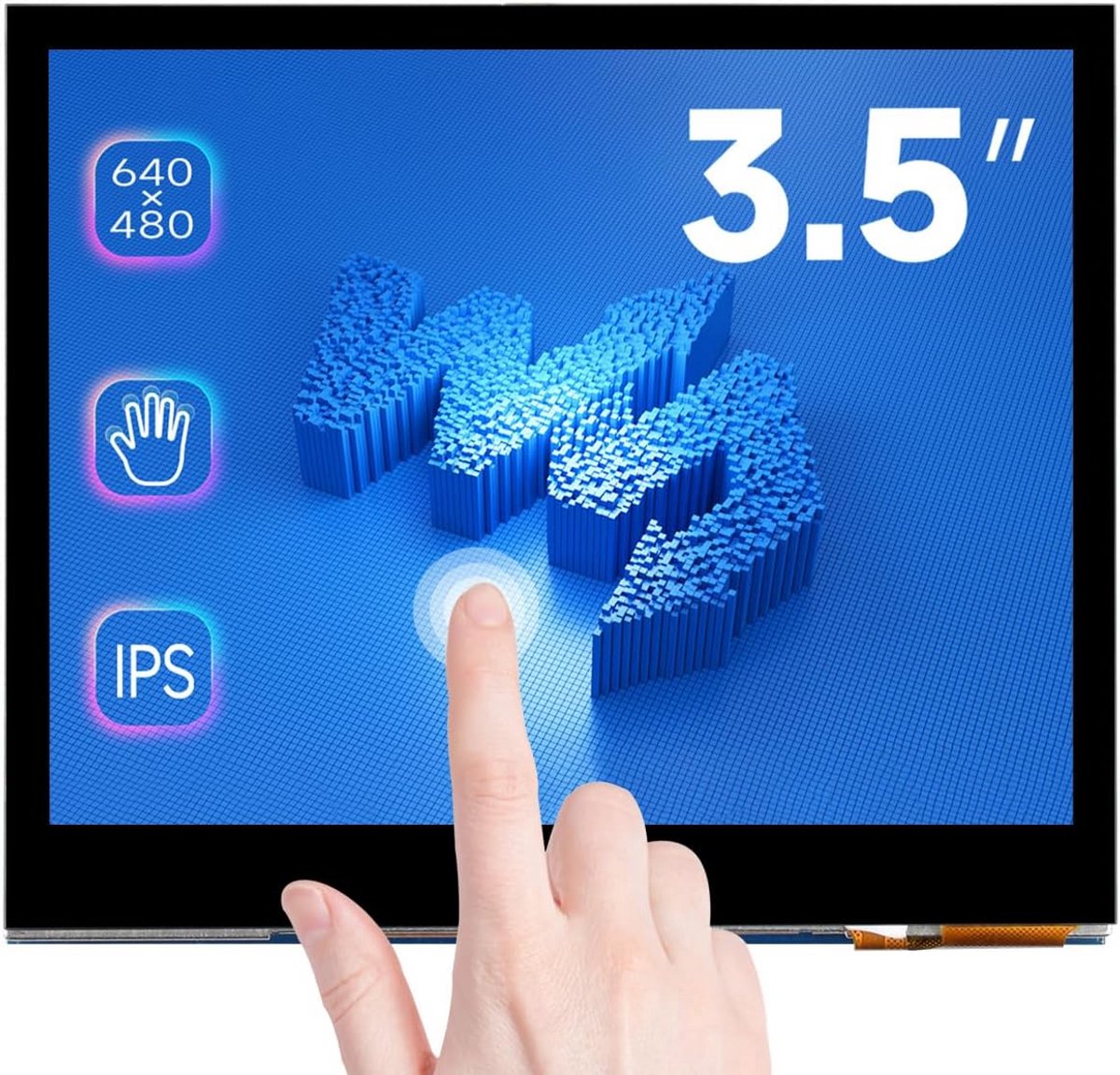 3.5 inch IPS LCD Touchscreen Monitor voor Raspberry Pi - 640x480 Resolutie met Capacitieve Touch & DPI Interface
