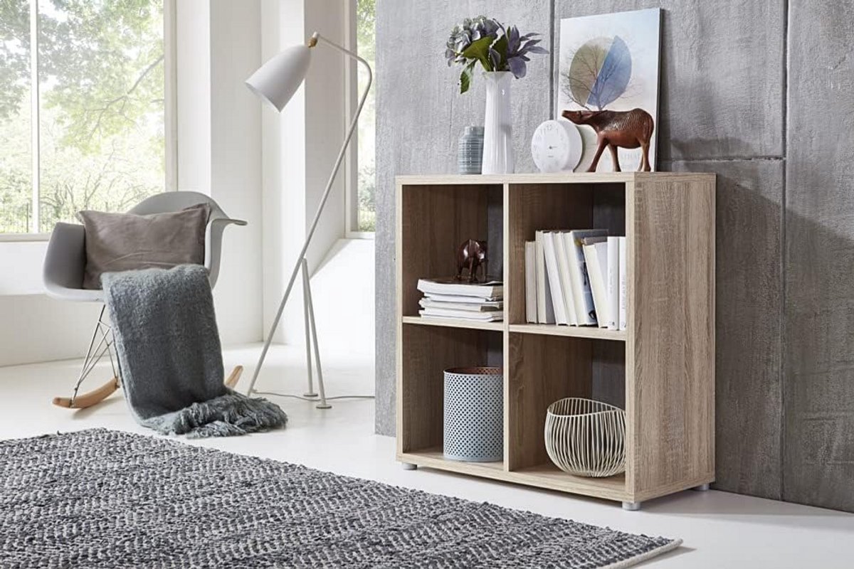 Stellingkast Kubus met 4 Vakken Sonoma Eiken - Staande Kast en Roomdivider