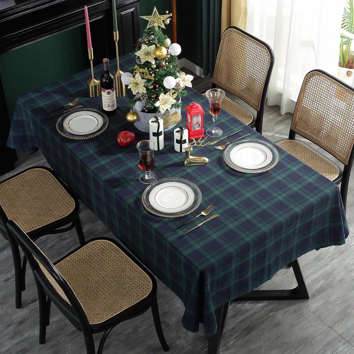 Rechthoekig Tafelkleed in Britse Stijl Geruite Print voor Eetkamer en Feestdagen