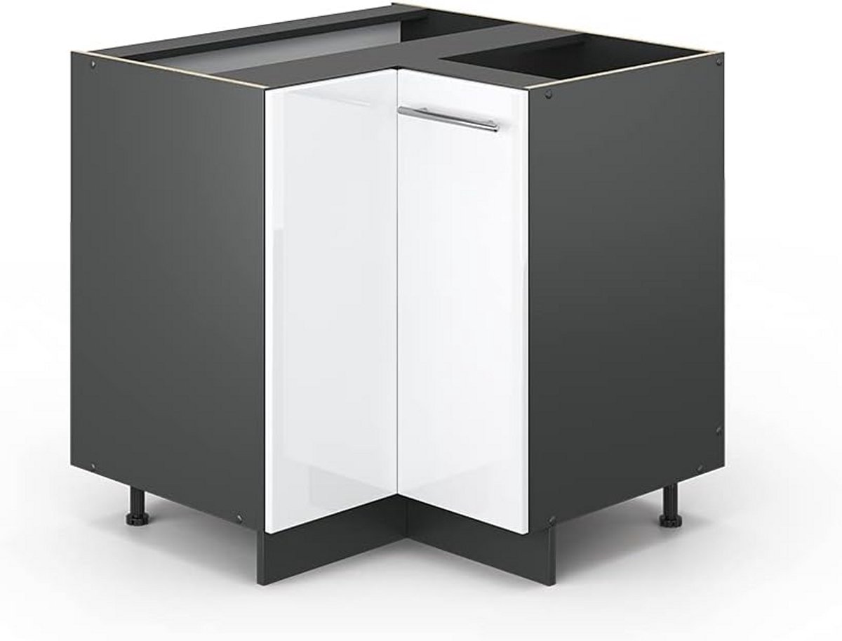 Moderne Hoekonderkast Keuken 87 cm Wit Hoogglans Antraciet - Flexibel Modulesysteem