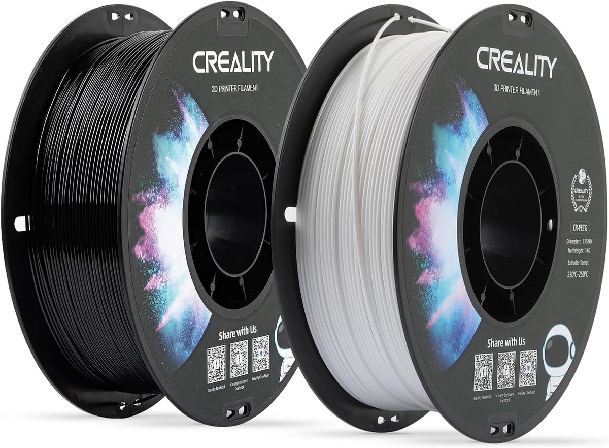 Hoogwaardig PLA en PETG 3D-printerfilament 1,75 mm Zwart en Wit, 2 kg Set