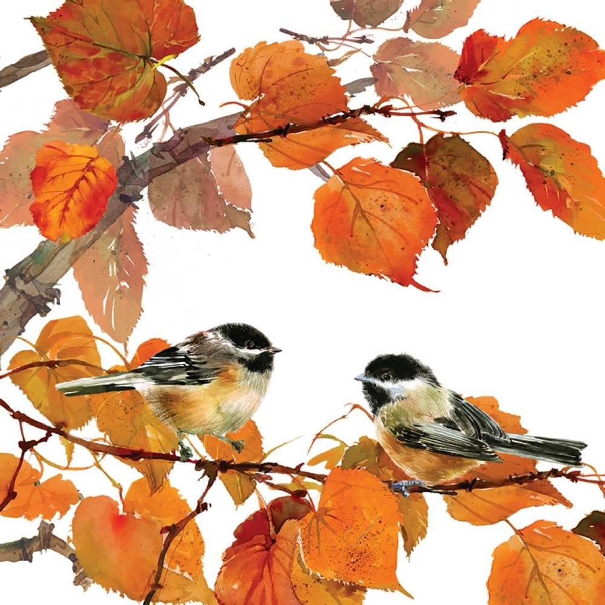 20 Papieren Lunchservetten met Herfst Vogel Design - 3-laags & Biologisch Afbreekbaar