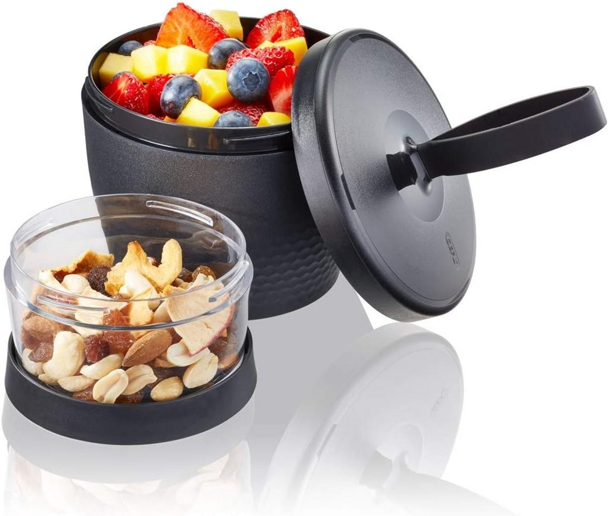 Snackdoos Foodie Zwart - Compacte en Herbruikbare Lunchbox