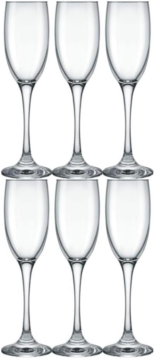 Set van 6 Luxe Champagneglazen Helder Glas 190 ml