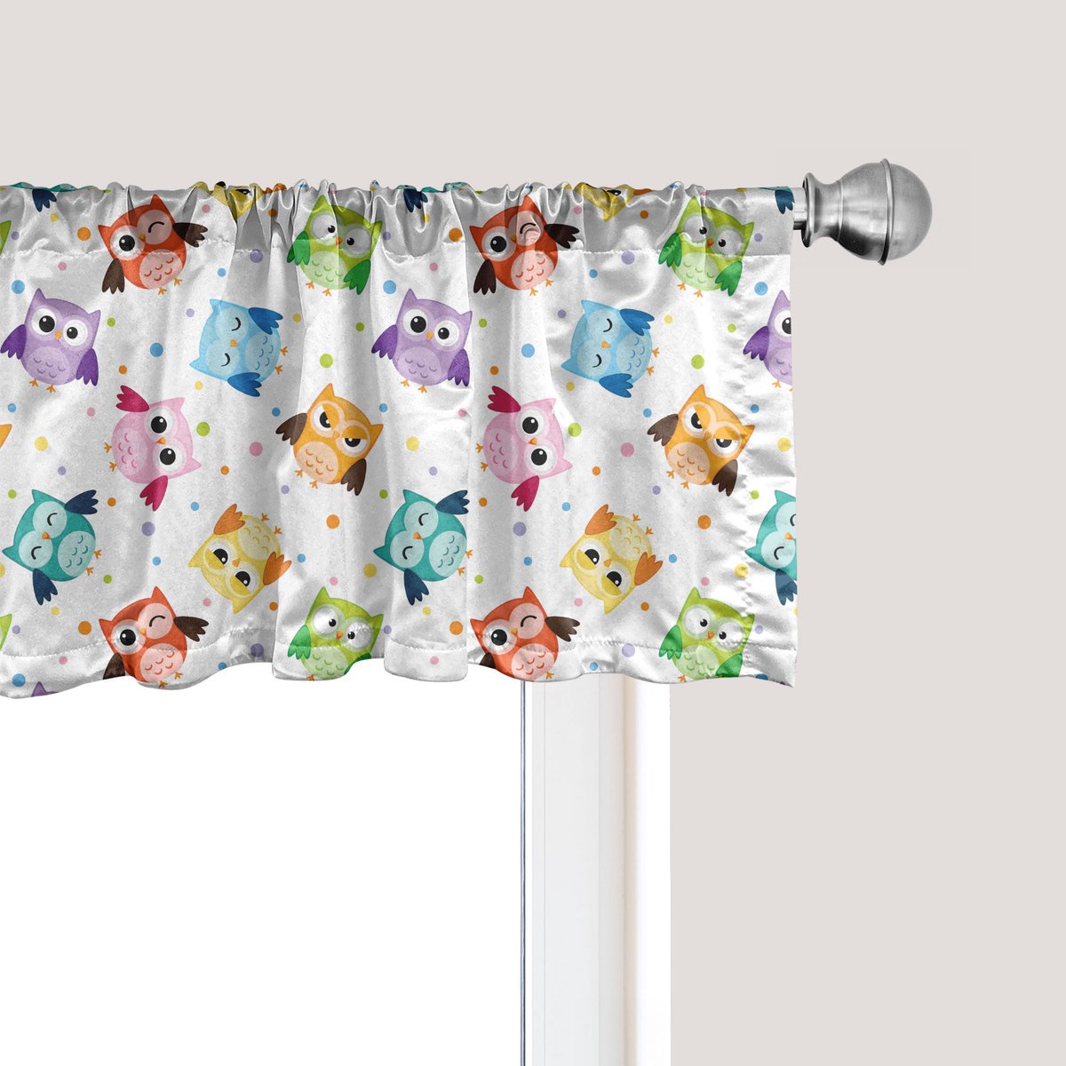 ABAKUHAUS Kleuterschool Raamvalletje, Gordijnvalletje voor Keuken en Slaapkamer Decoratie met Tunnelzoom, 137 cm x 30 cm, Multicolor