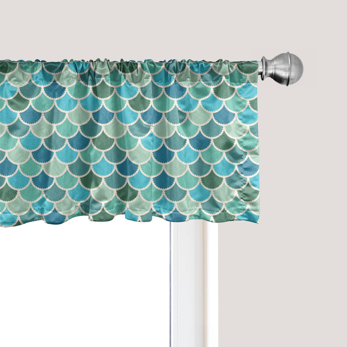 ABAKUHAUS Nautisch blauwe raamvalletje, gordijnvalletje voor keuken en slaapkamer met tunnelzoom, 137 cm x 45 cm, meerkleurig