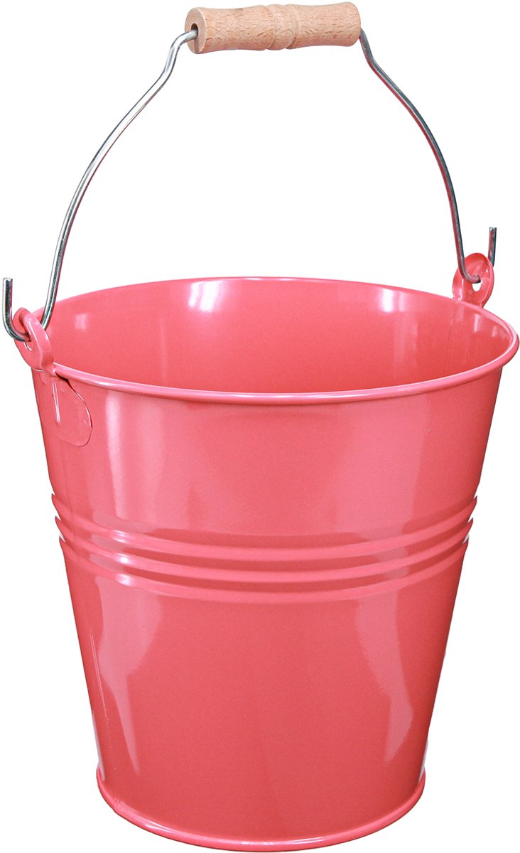 Decoratieve roze metalen bloempot/emmer 26x22,5x23cm 6l