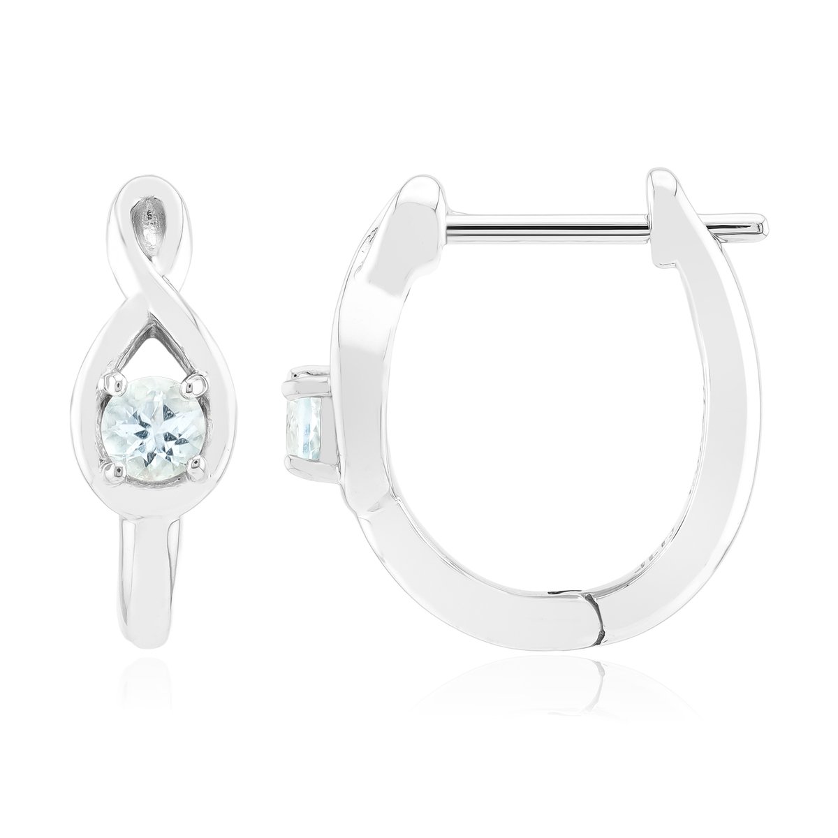 Cavill - Zilveren Oorbellen - 925 Sterling Zilver Gerhodineerd - Blauwe Braziliaanse Amblygoniet 0,204 ct - Rond 3 mm - Elegant