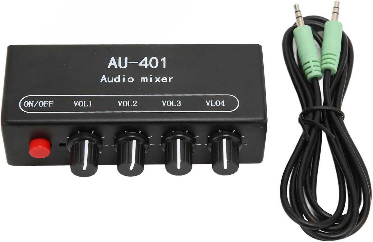 Draagbare 4-Kanaals Mini Audio Mixer met Onafhankelijke Volumeregeling