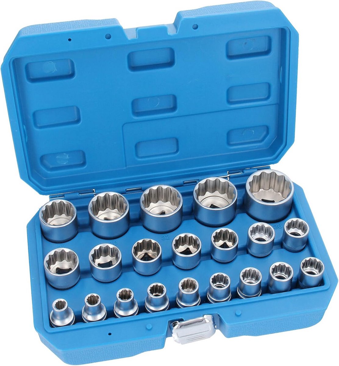 21-delige Dopsleutelset 1/2 Inch - Universele Moerdoppen 8-36mm, 12-Kant