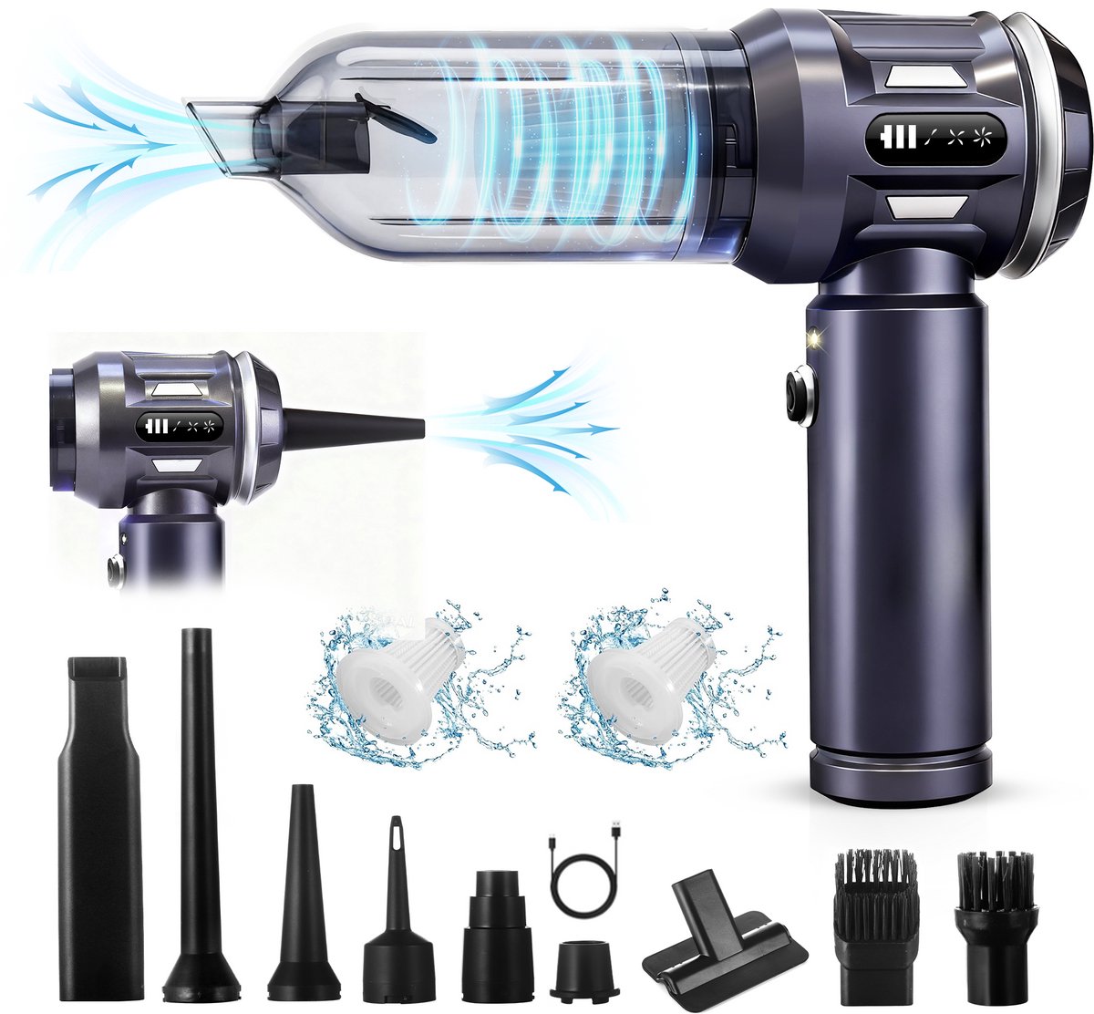 Glitzerlife Draadloze Handstofzuiger 25000 Pa Grijs-Wit - Shenzhen Gelvke Business Co., - €39,99