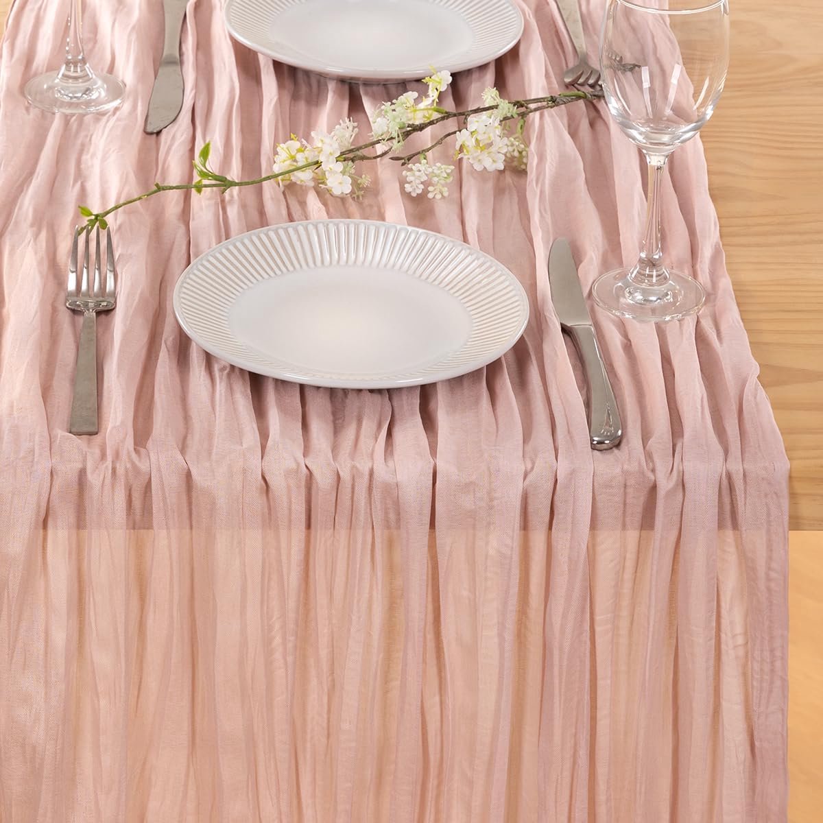 Set van 8 Dusty Roze Kaasdoek Tafelloper 3 Meter Rustieke Herfstdecoratie