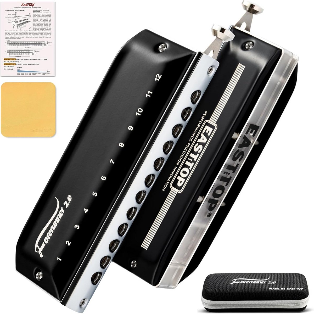Chromatische Mondharmonica 12-Gats 48 Tonen in Des (Eb) Toets