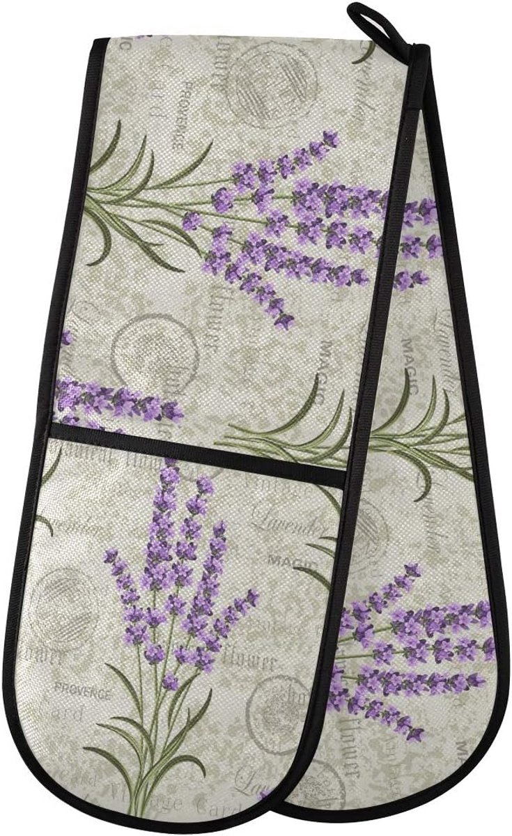 Hittebestendige Ovenwanten set met bloemenprint voor koken en bakken