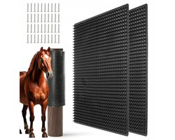 2 Stuks - Krabborstel voor vee - Krabpaal voor Paarden - Zwart Rubber 55x50cm - Anti-Jeuk & Massage - Voor Paarden, Koeien & Geiten