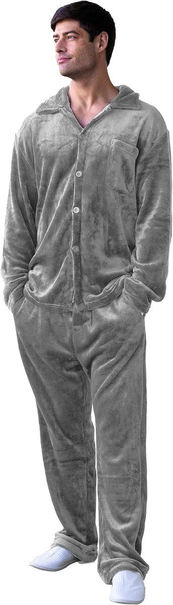 Pyjama Set Heren 2 Delig Zachte Pluche Nachtkleding