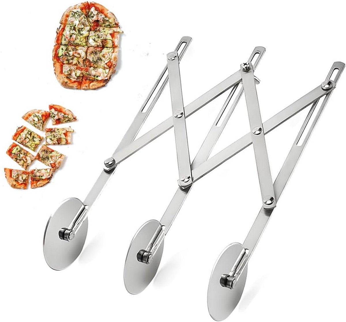 Pizzasnijder met 3 Rollen – Roestvrij Staal Multi-Ronde Deegsnijder