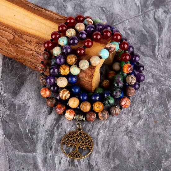 Mala Kralen Armband en Ketting 108 Healing Edelstenen voor Yoga en Meditatie van Merkloos — afbeelding 2