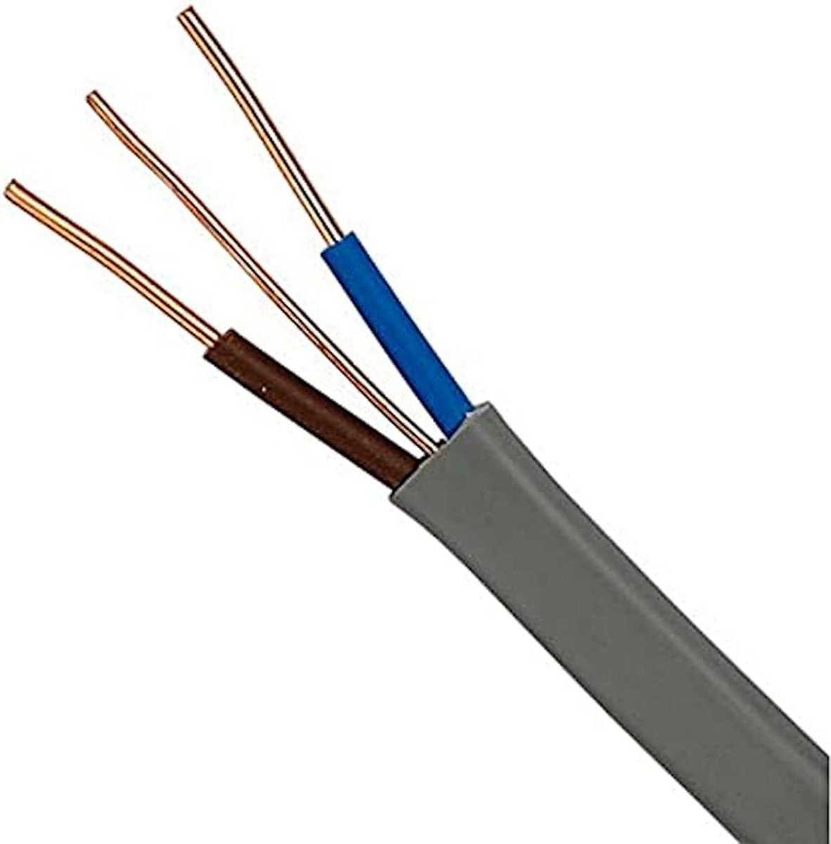 Platte Dubbele en Aardingskabel 1,5mm Grijs 10 Meter