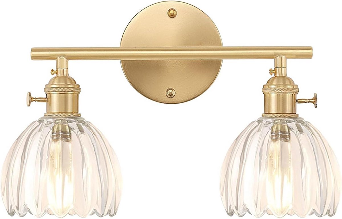 Elegante Wandlamp met Dubbele Kop en Glazen Kap voor Binnenverlichting