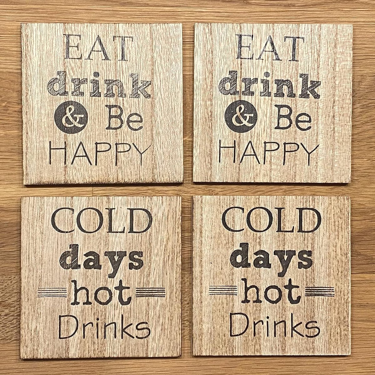 Set van 4 Vierkante Glazen Onderzetters met Houten Houder - 10x10 cm