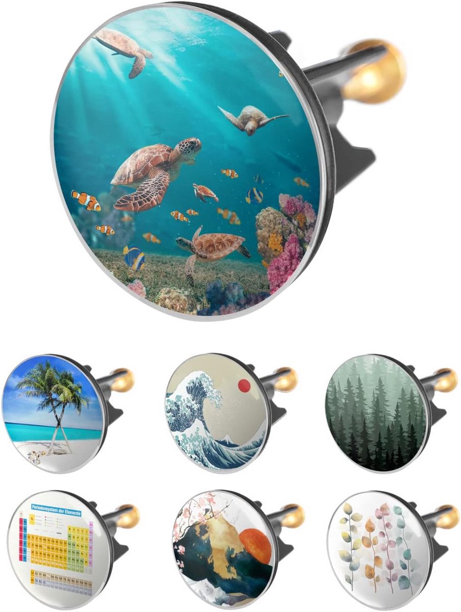 Universele Wastafelstop 40mm met Zeedieren Print - Roestvrij & Waterdicht