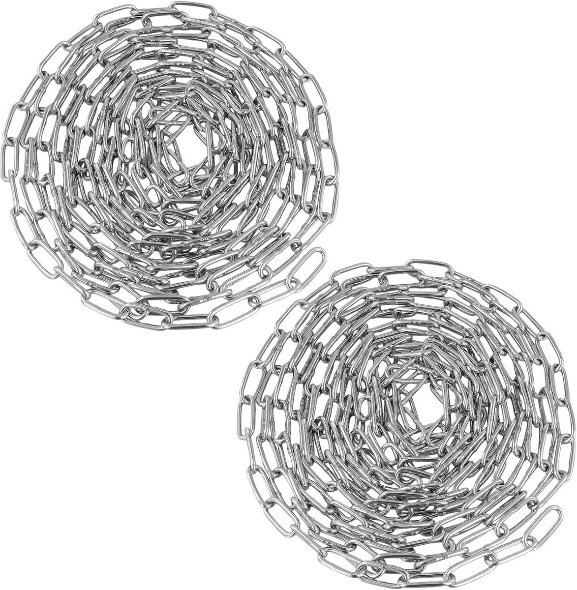 2 Stuks RVS Ketting 5 Meter x 3mm Sterke Gelaste Schakelketting voor Ophangen en Doe-Het-Zelf