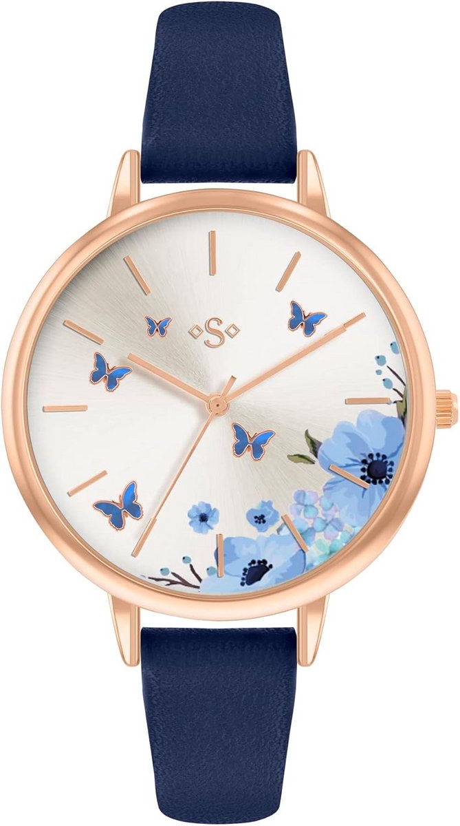 Dameshorloge Analoge Kwarts Navy Blauwe Polymeer Band