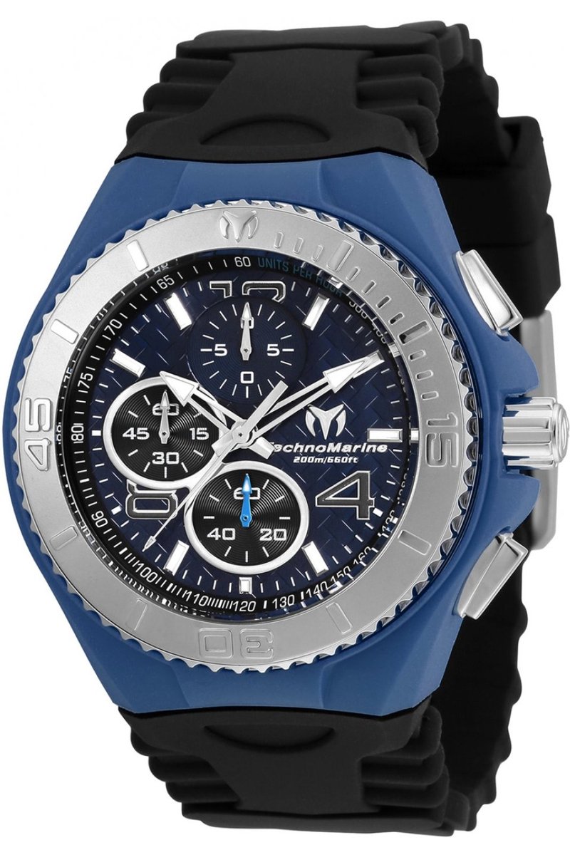 TechnoMarine Cruise TM-115114 Heren Horloge - Waterdicht - Analoog - Quartz Uurwerk - Roestvrij Staal met blauwe Wijzerplaat - 46mm