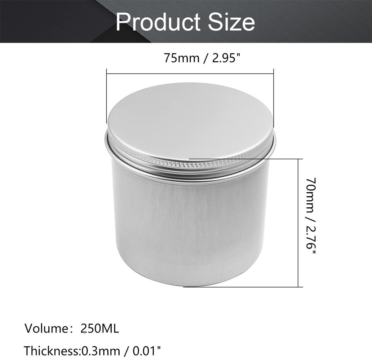 Set van 6 Ronde Aluminium Blikjes met Schroefdeksel - 200 ml Opslagbussen