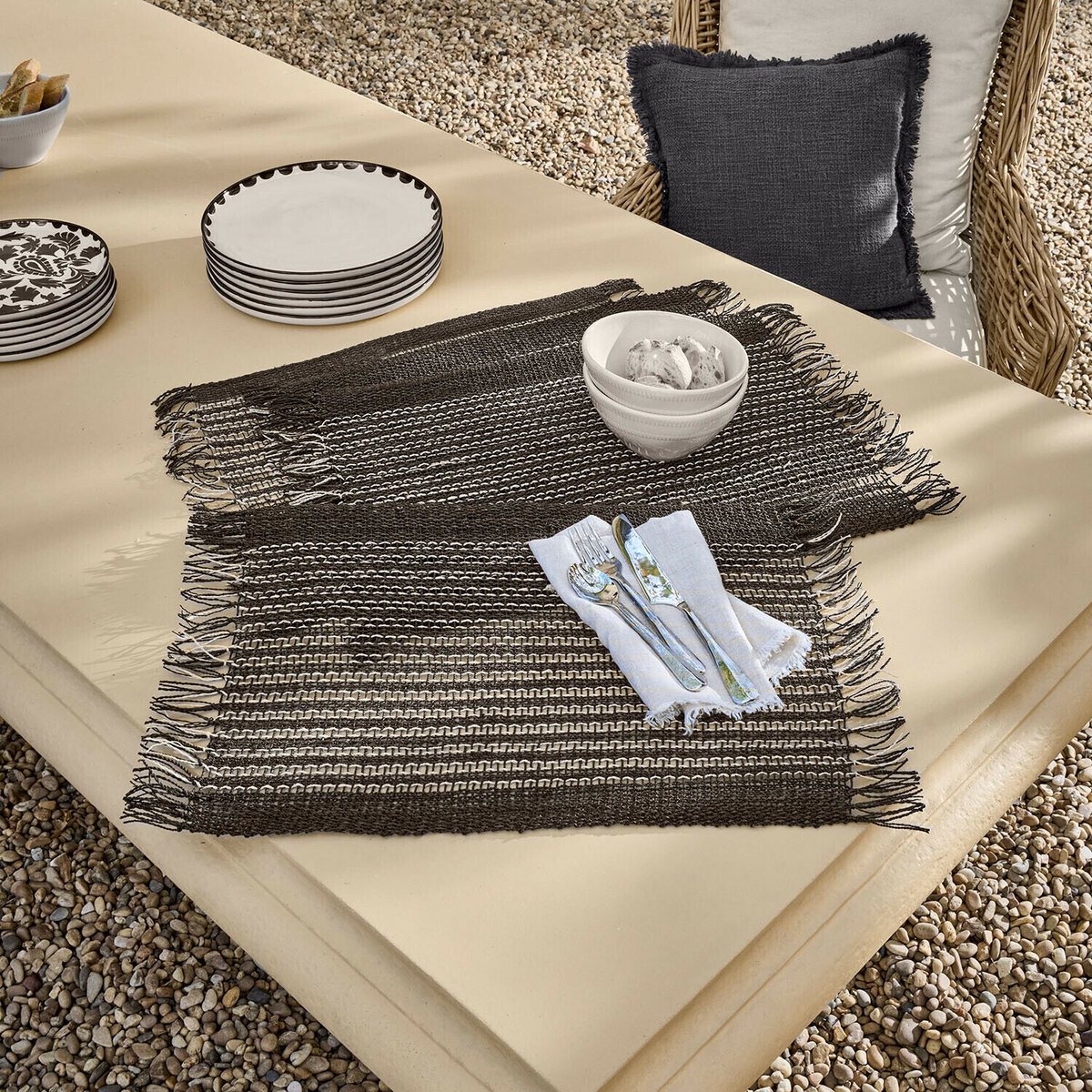 LOBERON Placemat set van 4 Tarevo zwart/wit