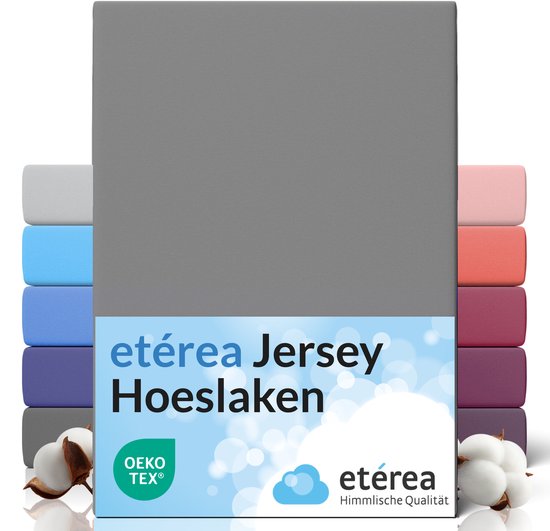 etérea Hoeslaken Jersey 100x200 - 120x200 cm Oekotex Made in Green - 100% coton - Grijs